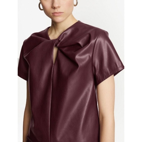 Proenza Schouler White Label 2 Faux Leather Top Twist Purple Burgundy - Picture 1 of 9